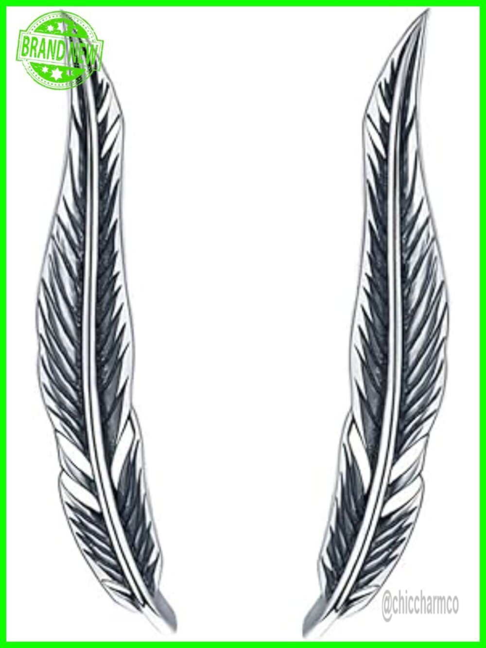 Sterling Silver Feather Crawler Earrings Climber Cuff Wrap Earrings